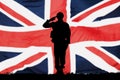 Solider Silhouette With British Flag Royalty Free Stock Photo