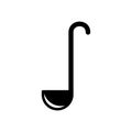 Silhouette soup ladle icon. Outline logo of kitchen spoon for pouring liquid dishes or sauces. Black simple illustration of