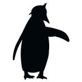 Silhouette of a southern american rockhopper penguin with raising wings