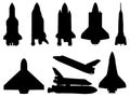 Set of space jets silhouette vector art