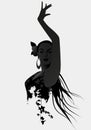 Silhouette of Spanish flamenco dancer isolated on white background Royalty Free Stock Photo