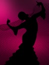 Silhouette of Spanish woman Flamenco dancer dancing Royalty Free Stock Photo