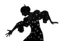 Silhouette of Spanish woman Flamenco dancer dancing Sevillanas Royalty Free Stock Photo