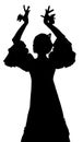 Silhouette of Spanish woman Flamenco dancer dancing Sevillanas Royalty Free Stock Photo