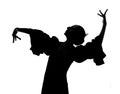 Silhouette of Spanish woman Flamenco dancer dancing Sevillanas Royalty Free Stock Photo