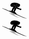 Silhouette of speed skier, vector draw Royalty Free Stock Photo
