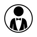 silhouette sphere of half body icon man formal style with bowtie