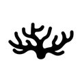 Silhouette Spongilla icon. Outline logo of seaweed. Black simple illustration of coral, water plant or wooden driftwood. Flat