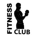 Silhouette. Sport. GYM. Body-building. Logo. Man in training. Fitness. Dumbbells Royalty Free Stock Photo