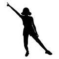 Silhouette of a sportive girl with a raised hand indicating the direction