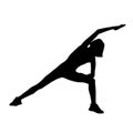 Silhouette of a female doing warming up exercise move. Silhouette of a sporty woman doing aerobic workout stretching pose. Royalty Free Stock Photo