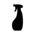 Silhouette sprayer curved bottle. Outline icon of atomizer or pulverizer. Black simple illustration of spray liquid container.