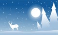 Silhouette of spruce deer wityh moon Christmas Royalty Free Stock Photo