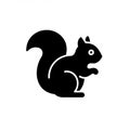 Silhouette of a squirrel in a simple, stylized form. The design is black against a white Royalty Free Stock Photo