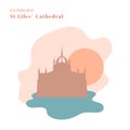 Silhouette of St. Giles Cathedral of the Royal Mile. Edinburg color silhouette 4