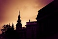 Silhouette of St. Michael the Archangel Cathedral at sunset. Belgrade, Serbia