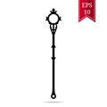 Silhouette Staff Icon isolated on white background. Magic Wand Weapon. Mythical Grade Mage Wand. Vector Illustration for Design,