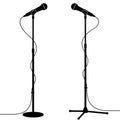 Silhouette of Microphones With Round Base and Tripod Stands