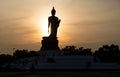 Silhouette standing big Buddha in Phutthamonthon Royalty Free Stock Photo