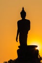 Silhouette of standing big Buddha statue during sunset Royalty Free Stock Photo