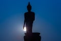 Silhouette of standing big Buddha statue during twilight time Royalty Free Stock Photo