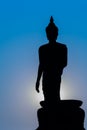 Silhouette of standing big Buddha statue during twilight time Royalty Free Stock Photo