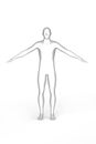 Silhouette of a standing man with outstretched hands - black and white graphics on a white background