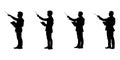 Silhouette Of Standing Men With Pointers Icon Set. Instruction And Presentation Theme Solid Symbol Collection Royalty Free Stock Photo