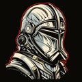 Silhouette Of Star Wars Knight Armor: Detailed Portraiture In Atompunk Style Royalty Free Stock Photo