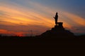 Silhouette Statue of buddha with sunset,Bethesda dark tone and sunset