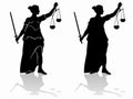 silhouette of the statue of justice , vector drawing