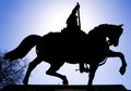 Silhouette of a statue of a knight