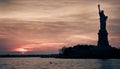 Silhouette of the statue of liberty, New York City Royalty Free Stock Photo