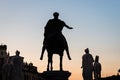 Silhouette of the statue of Marcus Aurelius at sunset in Rome