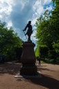 Silhouette of the statue of Peter 1 in Peterhof lower garden, St Royalty Free Stock Photo