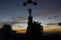 Silhouette of the statue of Poet dos Escravos Castro Alves in the square that bears his name in Salvador Bahia