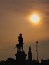 Sunrise over Sir Francis Drake Plymouth Hoe Royalty Free Stock Photo