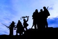 Silhouette of Statue soldiers marching to war at the Monument to Royalty Free Stock Photo