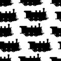 Silhouette steam locomotive seamless background Royalty Free Stock Photo