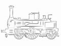 Silhouette steam locomotive, vector draw Royalty Free Stock Photo