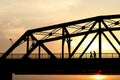 Silhouette steel bridge in evening