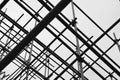 Silhouette of steel scaffolding.