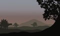 Silhouette of stegosaurus in fields Royalty Free Stock Photo