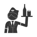 Silhouette stewardess half body with drinks