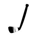 Silhouette of stick. Hockey black sticker. Vector illustration of hockey equipment on a white background.