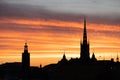 Silhouette of the Stockholm Skyline and it`s famous landmarks Royalty Free Stock Photo