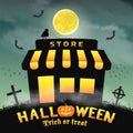 Silhouette store shop in a night graveyard Royalty Free Stock Photo