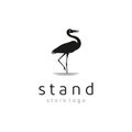 Silhouette Stork Heron Bird on River lake logo design Royalty Free Stock Photo