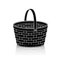 Silhouette straw basket with a handle and reflection