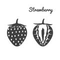 Silhouette of a strawberry, black on a white background. Royalty Free Stock Photo